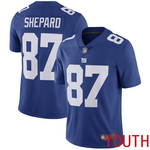 Youth New York Giants #87 Sterling Shepard Royal Blue Team Color Vapor Untouchable Limited Player Football NFL Jersey